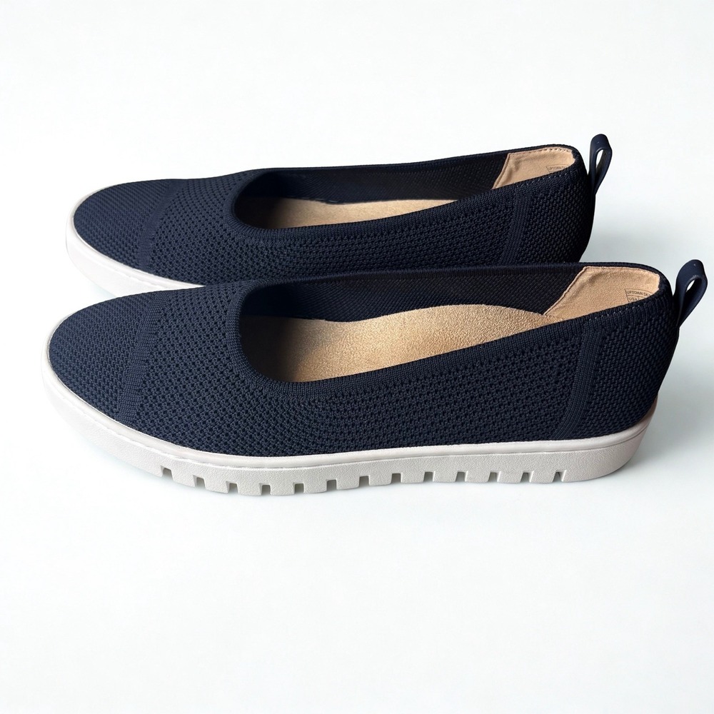 Vionic Uptown Flats Womens 8.5 Navy Knit Skimmer Comfort Orthotic Shoes Slip On - Picture 3 of 9